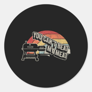 Pegatina Redonda No Puedes Superar Mi Carne Retro Bbq Pit Flujo Inv