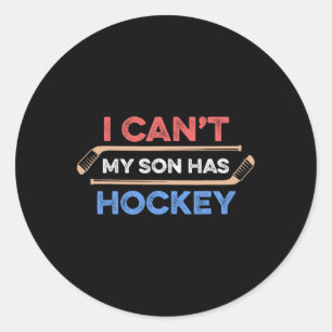 Pegatina Redonda No puedo 39; mi hijo tiene hockey sobre hockey pat