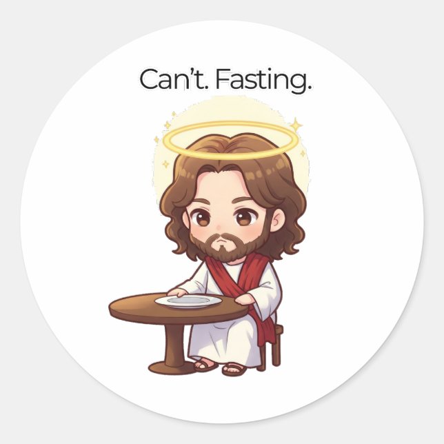 Pegatina Redonda No puedo. Ayunando. - Reacciones de Jesús (Anverso)