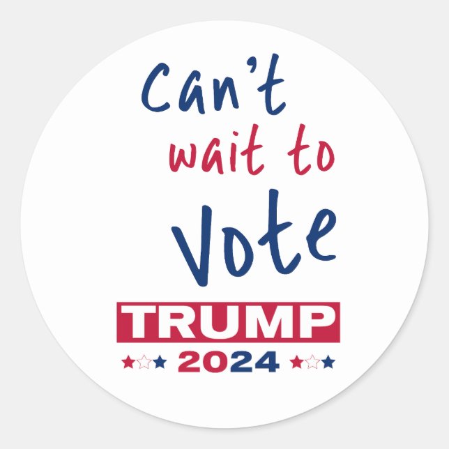 Pegatina Redonda No puedo esperar para votar TRUMP 2024 (Anverso)