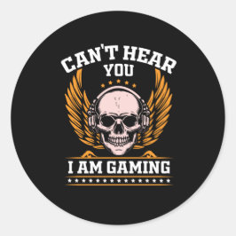 Pegatina Redonda No puedo oírte estoy jugando