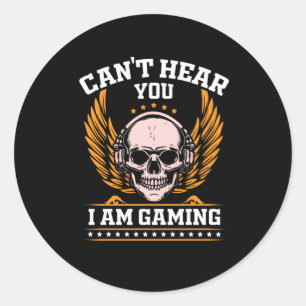 Pegatina Redonda No puedo oírte estoy jugando
