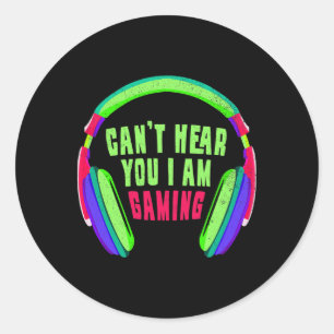 Pegatina Redonda No puedo oírte estoy jugando y videojuego Lo