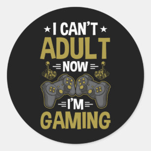 Pegatina Redonda No Puedo Ser Adulto Ahora Estoy Jugando Videojugad