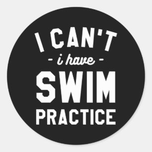 Pegatina Redonda No Puedo Tener Una Práctica De Natación Nadadora