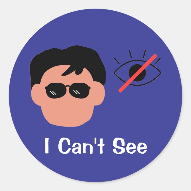 Pegatina Redonda No puedo ver (Anverso)