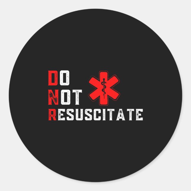 Pegatina Redonda No Resucitar Firmado Dnr (Anverso)