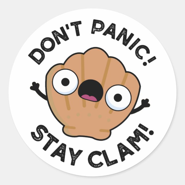 Pegatina Redonda No se asusten con Clam Funny Animal Pun (Anverso)