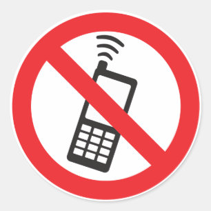 Pegatina Redonda No se permite el teléfono