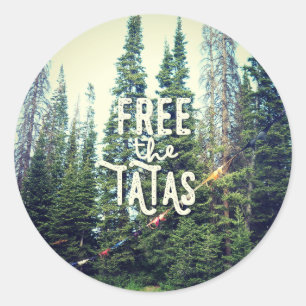 Pegatina Redonda No Se Permiten Bras En El Bosque