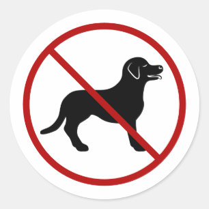 Pegatina Redonda No se Permiten Mascotas / Perros Silueta de Perro