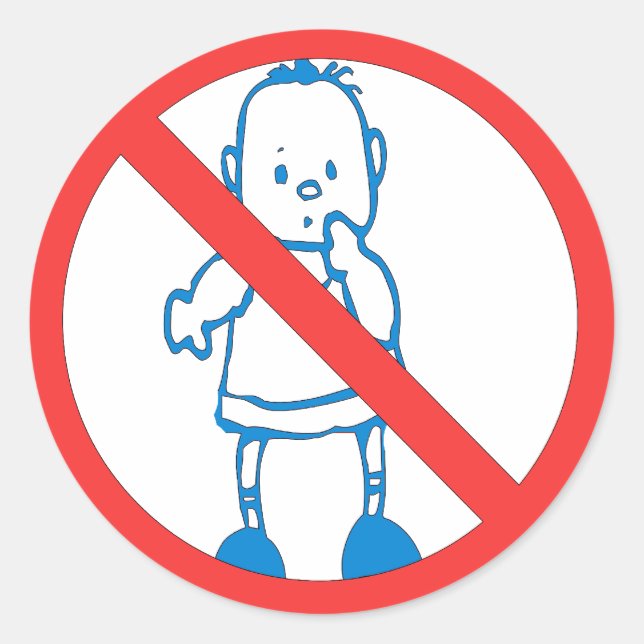 Pegatina Redonda No se permiten niños (Anverso)