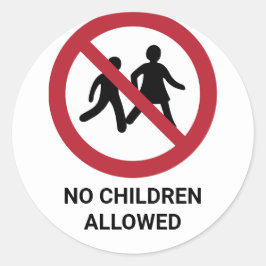 Pegatina Redonda No se permiten niños, Rótulo de prohibición