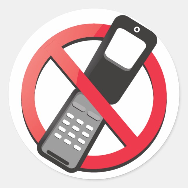 Pegatina Redonda No se permiten teléfonos móviles (Anverso)