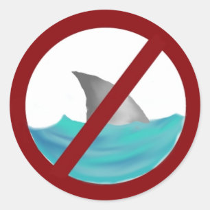 Pegatina Redonda No se permiten tiburones