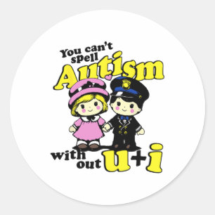 Pegatina Redonda No se puede deletrear autismo sin ustedes y yo