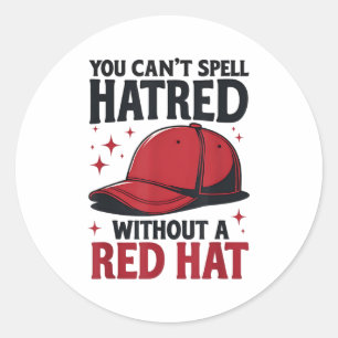 Pegatina Redonda No se puede deletrear odio sin Red Hat