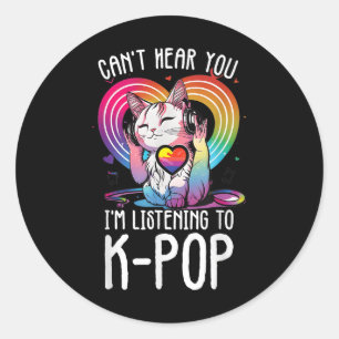 Pegatina Redonda No Se Puede Oír Escuchando A La Mercadería Kpop Ca