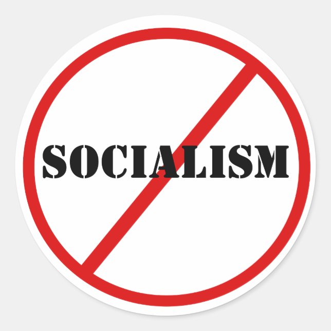 PEGATINA REDONDA NO SOCIALISMO - PEGATINAS (Anverso)