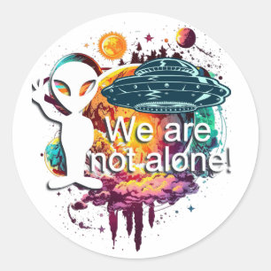Pegatina Redonda No somos alienígenas del espacio solos
