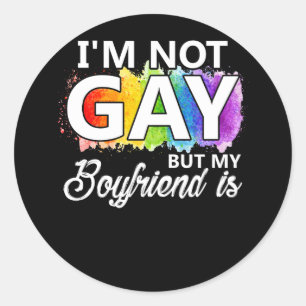 Pegatina Redonda No soy gay pero mi novio es