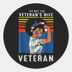 Pegatina Redonda No soy la esposa del veterano soy el veterano
