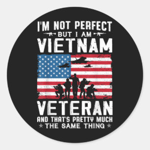 Pegatina Redonda No soy perfecto, pero soy un veterano vietnamita