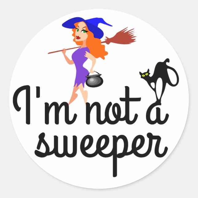 Pegatina Redonda No soy un personalizable barrendero (Anverso)