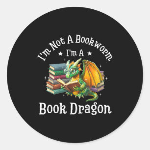 Pegatina Redonda No soy un ratón de biblioteca, soy un dragón de li