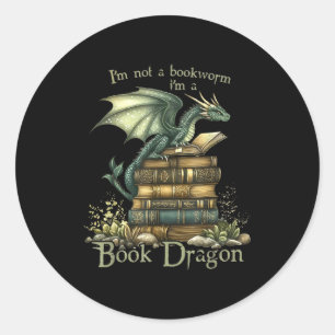 Pegatina Redonda No soy un ratón de biblioteca, soy un dragón de li