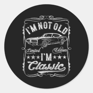 Pegatina Redonda No soy viejo Soy Clic Funny Car Vintage Hens y Wo