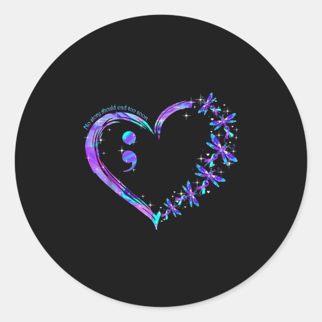 Pegatina Redonda No Story Should End Too Soon Suicide Prevention Aw (Anverso)