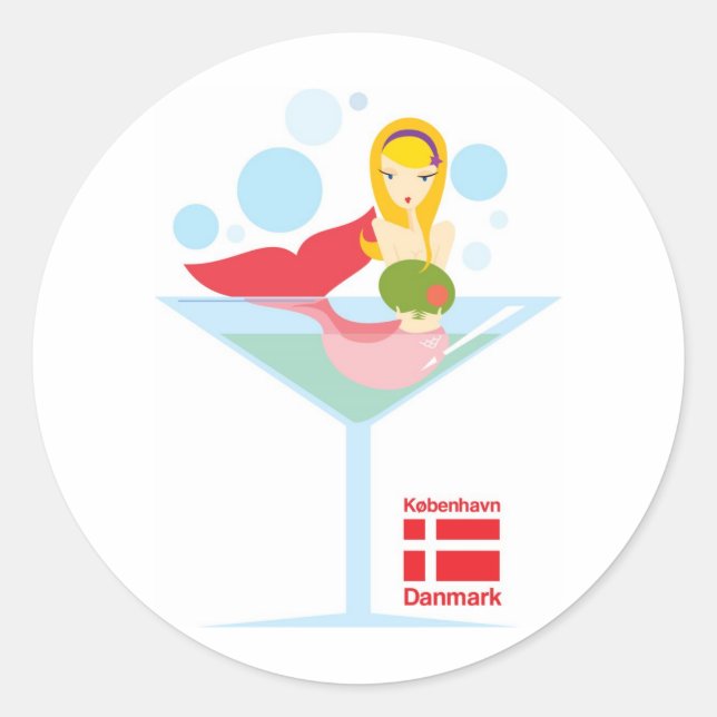 Pegatina Redonda no tan pequeña sirena (Anverso)