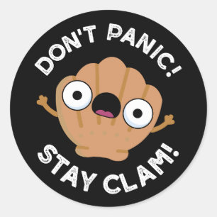 Pegatina Redonda No te asustes, Clam Curioso Animal Pun Dark BG