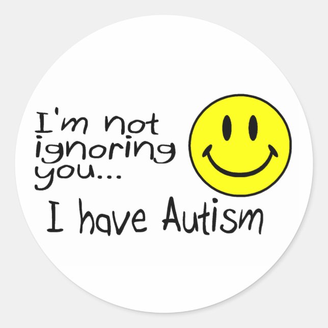 Pegatina Redonda No Te Ignoro Tengo Autismo (Anverso)