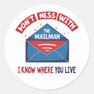 Pegatina Redonda No te metas con el humor de Mailman