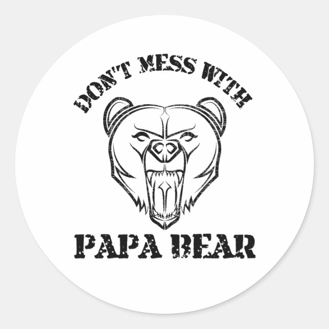 Pegatina Redonda No te metas con papá Bear (Anverso)