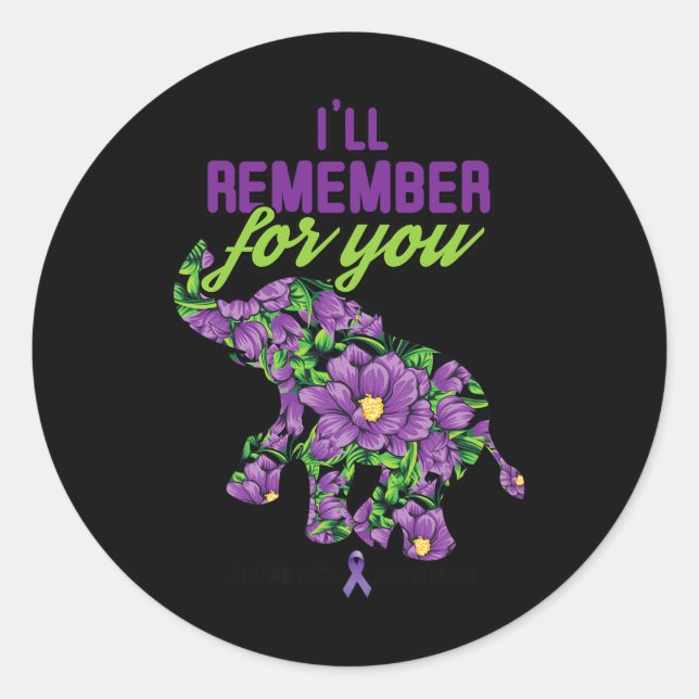 Pegatina Redonda No Te Olvidaré Alzheimer Alzheimers Awarenes (Anverso)