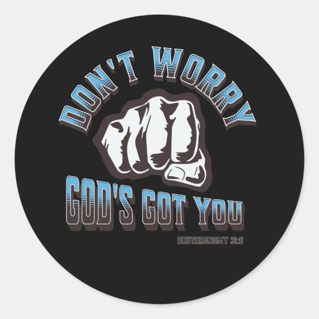 Pegatina Redonda No te preocupes, Dios te tiene (Anverso)