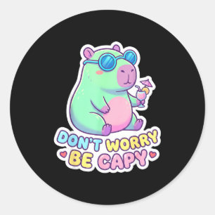 Pegatina Redonda No te preocupes sé capy lindo kawaii carpincho ver