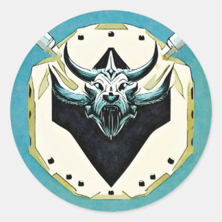 Pegatina Redonda No tengas miedo como los vikingos, con el escudo e