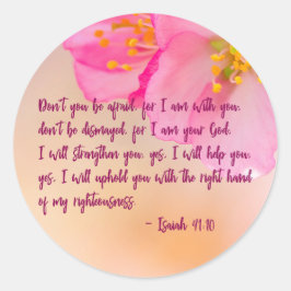 Pegatina Redonda No tengas miedo de la floral cristiana