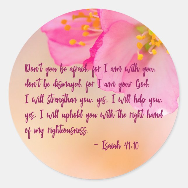 Pegatina Redonda No tengas miedo de la floral cristiana (Anverso)