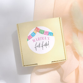 Pegatina Redonda No Time To Siesta First Fiesta Girl Birthday