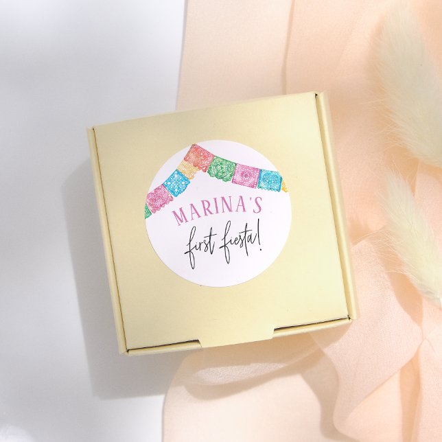 Pegatina Redonda No Time To Siesta First Fiesta Girl Birthday (Subido por el creador)