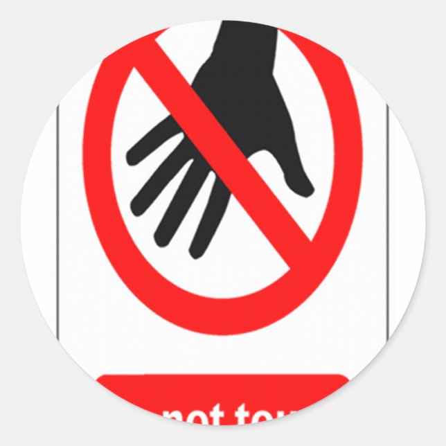 Pegatina Redonda No tocar la señal de advertencia (Anverso)