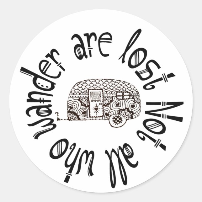 Pegatina Redonda No todos los que vagan están perdidos (Anverso)