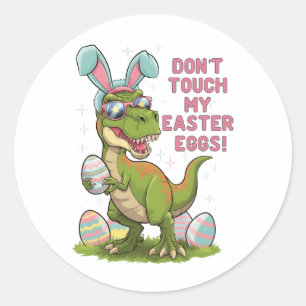 Pegatina Redonda No toques mis huevos de Pascua