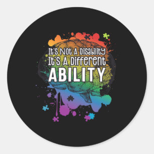 Pegatina Redonda No Una Discapacidad Un Autismo De Habilidad Difere