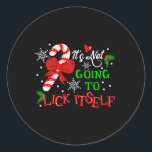 Pegatina Redonda No va a lamer a sí misma cana Christma<br><div class="desc">No va a lamer la festividad de los Navidades de caña de auto</div>